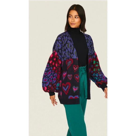 Farm Rio Ikat Dyed Hearts Cardigan - Picture 1 of 5